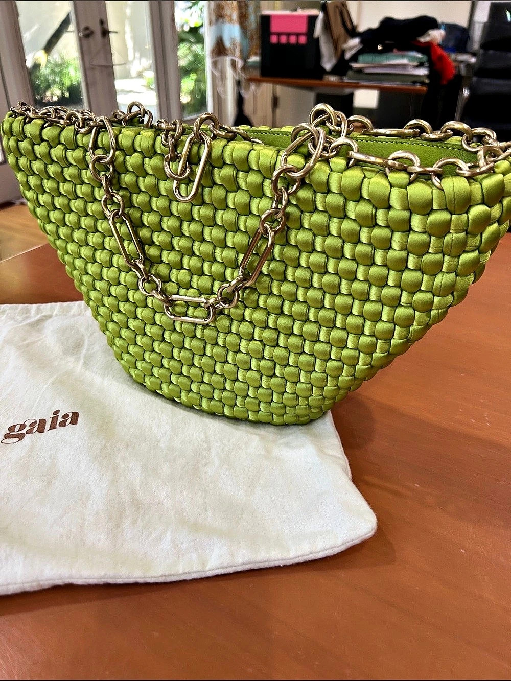 Cult Gaia Naima Woven Shoulder Bag in Green Like New